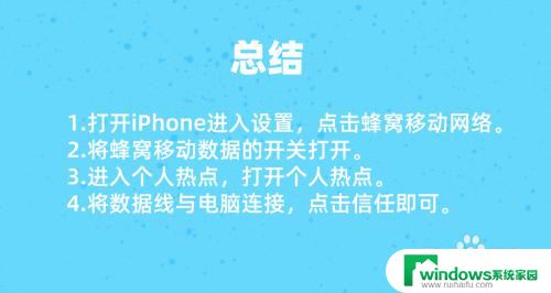 电脑怎么连接苹果手机数据线上网 如何通过USB连接iPhone实现电脑上网