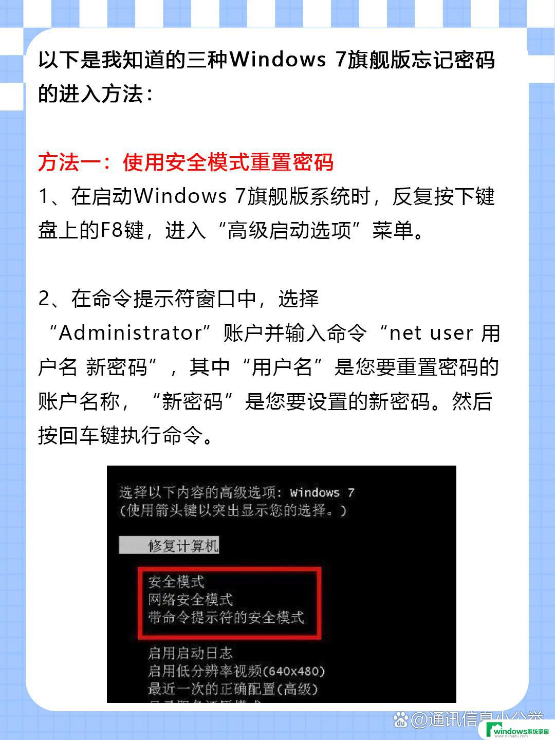 window 7电脑开机登录密码忘记了怎么办 Win7用户密码忘记了如何操作