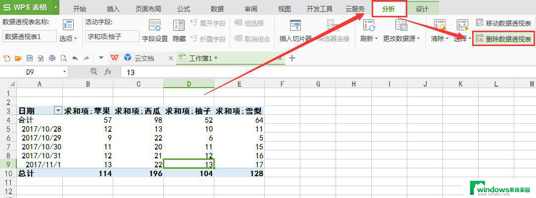 wps取消数据透视表 wps取消数据透视表的方法