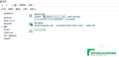 启用或关闭windows功能怎么勾选 win10如何打开Windows功能