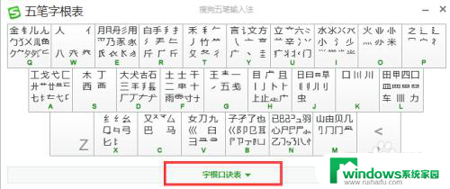 搜狗五笔输入法字根表口诀 搜狗五笔输入法五笔字根口诀表